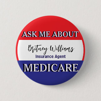 Fragen Sie mich über Medicare Rot Weiß Blau Button