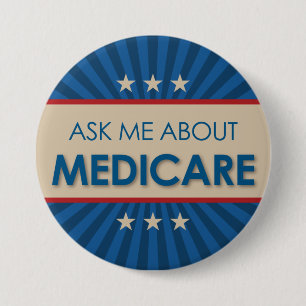 Fragen Sie mich über Medicare - Vintages American Button
