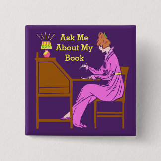 Fragen Sie mich über meine Buch-Kunst-Deko-Dame Button