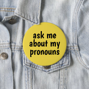 fragen Sie mich über meinen gelben Hintergrund de Button