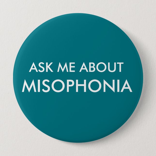 Fragen Sie mich über Misophonia Button (Vorderseite)