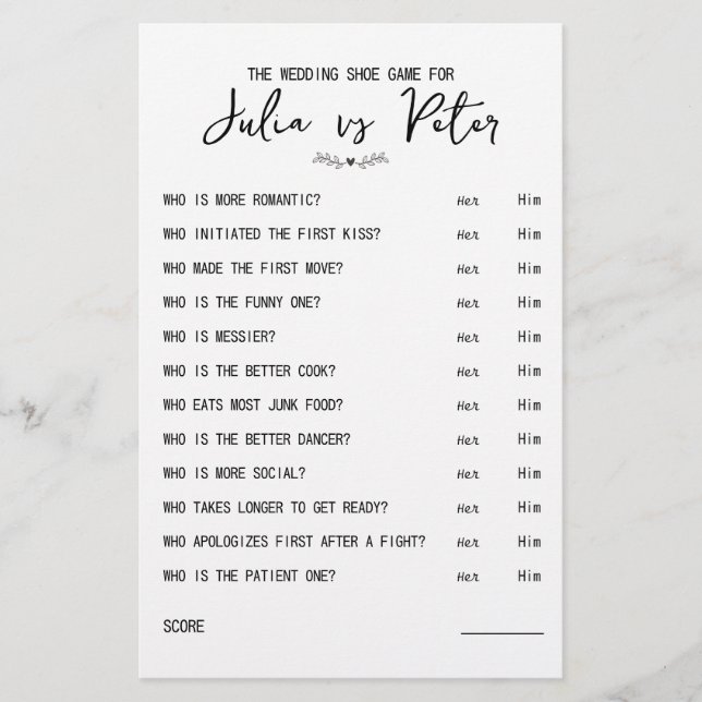 Fragen zum Hochzeitsschuh (Vorderseite)