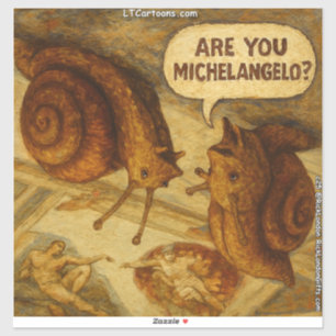 Fragende Schnecke & Michelangelo-Parodie-Cartoon Aufkleber