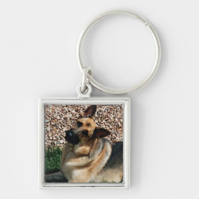Fragender Schäferhund Schlüsselanhänger (Vorne)