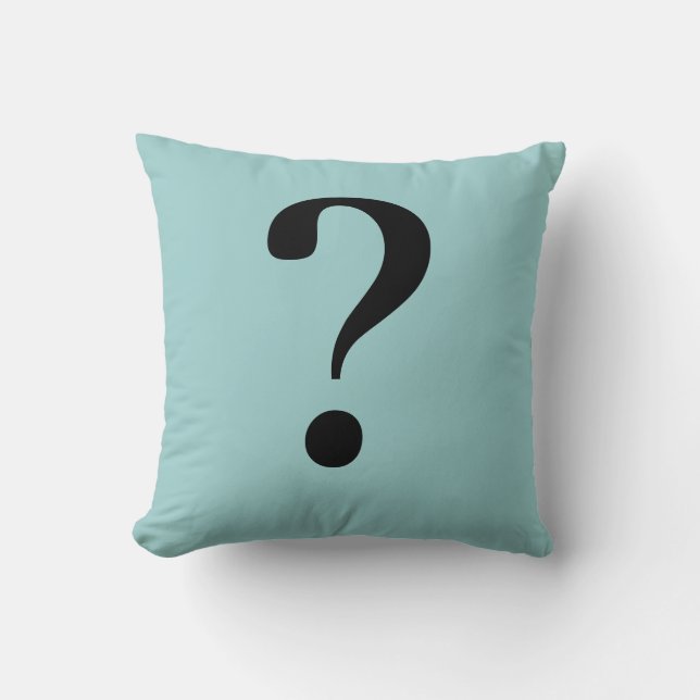 Fragetyp Pillow in Dusty Blue Kissen (Vorderseite)