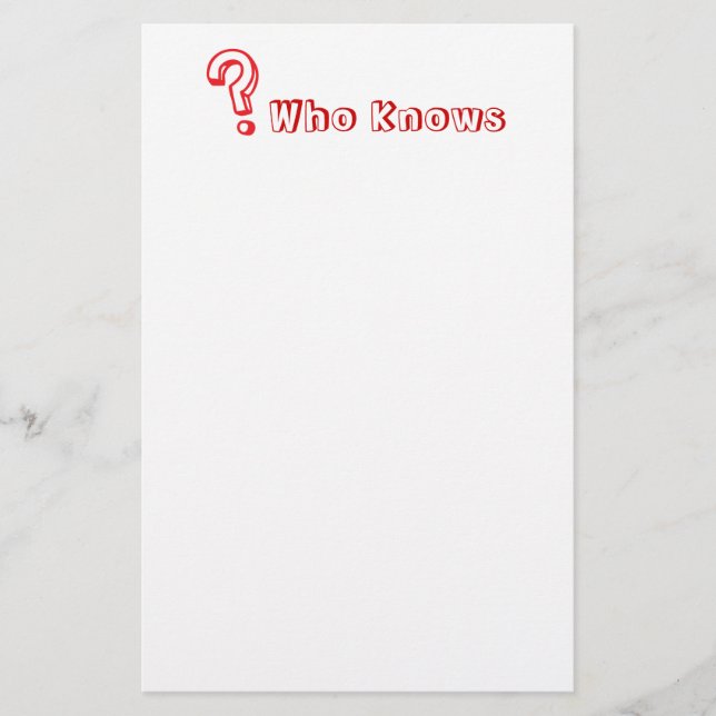 Fragezeichen Briefpapier (Vorderseite)
