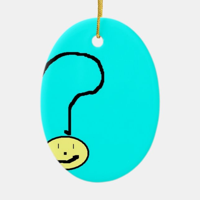 Fragezeichen Emoji, digitale Kunst von Kindern:) Keramik Ornament (Vorne)