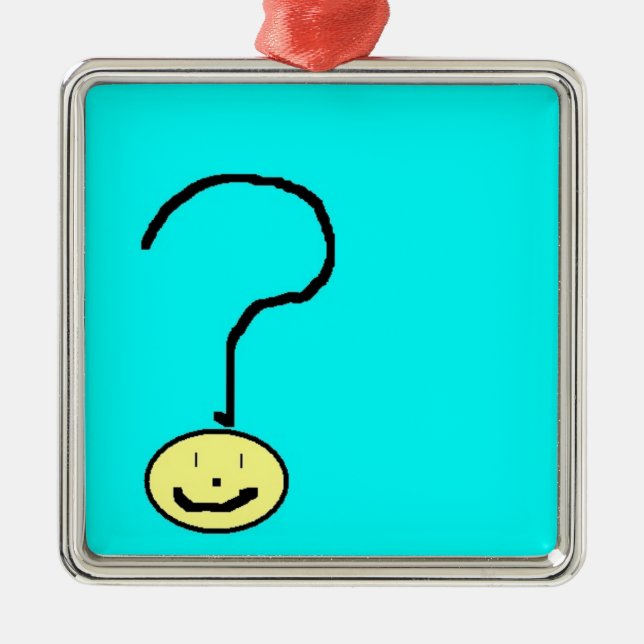 Fragezeichen Emoji, digitale Kunst von Kindern:) Silbernes Ornament (Vorne)