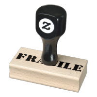 Fragile Briefmarke aus Kautschuk mit Holzgriff