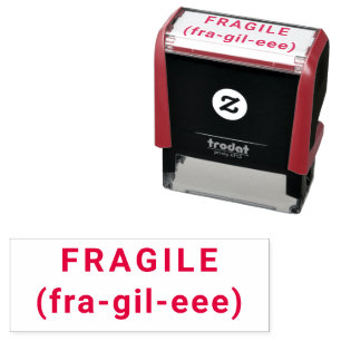FRAGILE Funny Self-Inking Briefmarke RED Permastempel