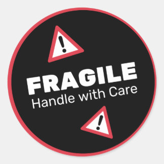 Fragile Handhabung mit Aufkleber