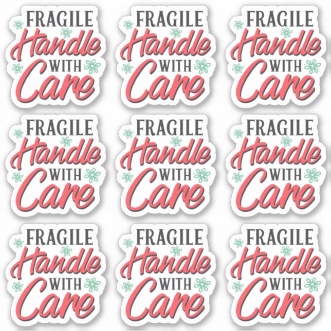 Fragile Handhabung mit Pflege-Business-Packaging-L Aufkleber (Vorderseite)
