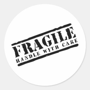 Fragile Handhabung mit sorgfältigem Design Runder Aufkleber
