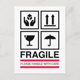 Fragile Handhabung mit sorgfältigem Grafikdesign Postkarte