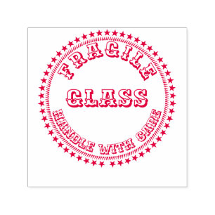 Fragile Handhabung mit Vorsicht GLASS Warnrunde ro Permastempel