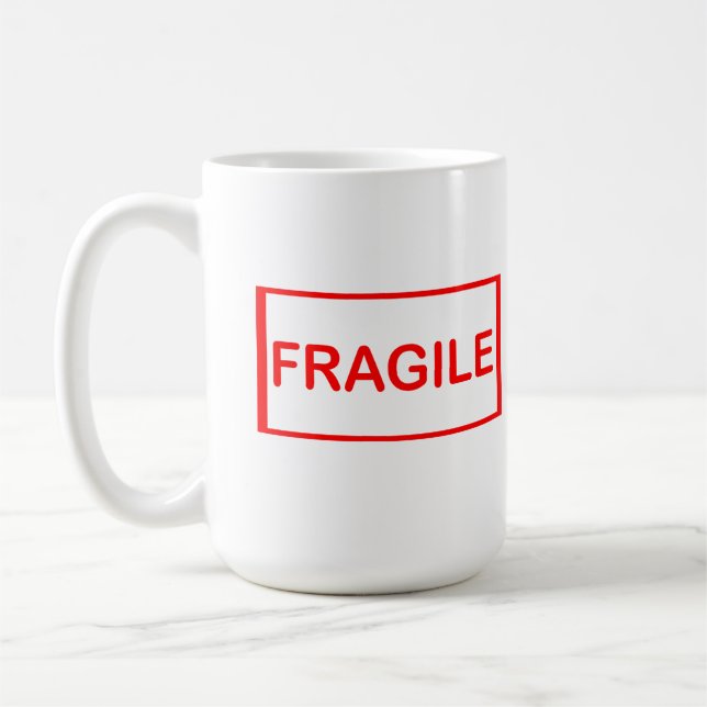 Fragile Handhabung mit Vorsicht Kaffeetasse (Links)