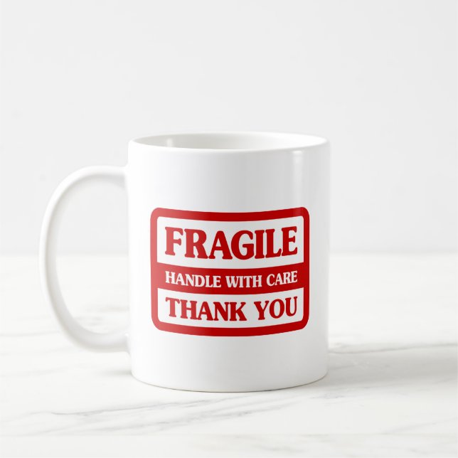 Fragile Handhabung mit Vorsicht Kaffeetasse (Links)