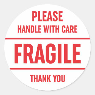 Fragile Handhabung mit Vorsicht Runder Aufkleber