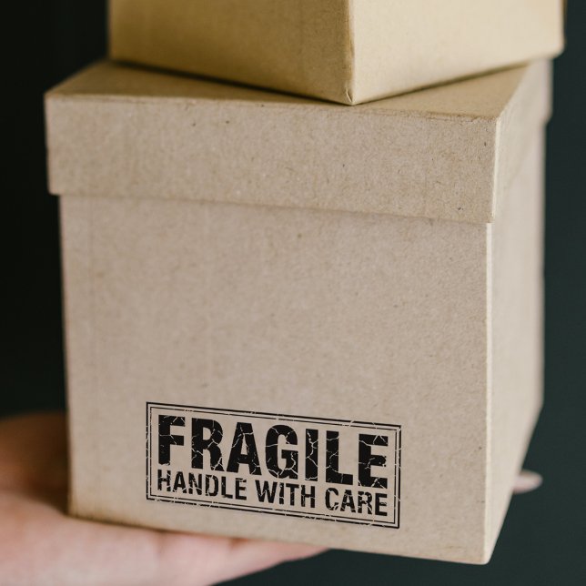 Fragile Handhabung mit Vorsicht, Verpackung Gummistempel (Von Creator hochgeladen)
