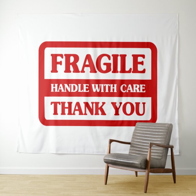 Fragile Handle With Care Wandteppich (Beispiel (Horizontal))