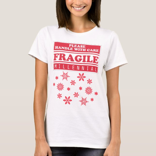 Fragile Jahrtausende, mit vorsichtigen Schneeflock T-Shirt (Vorderseite)