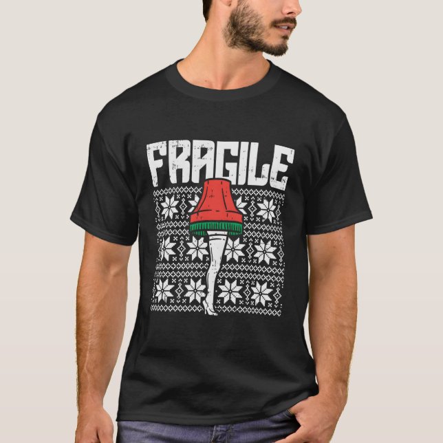 Fragile Leg Lamp Ugly Christmas Sweater Funny Xmas T-Shirt (Vorderseite)