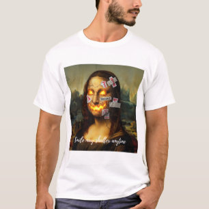 Fragile Meme Art - Mona Lisa Pumpkin Smile Parody T-Shirt