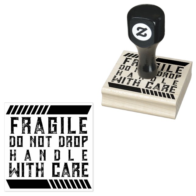 Fragile nicht mit Pflege-Gummi-Briefmarke fallen l Gummistempel (Stempel)