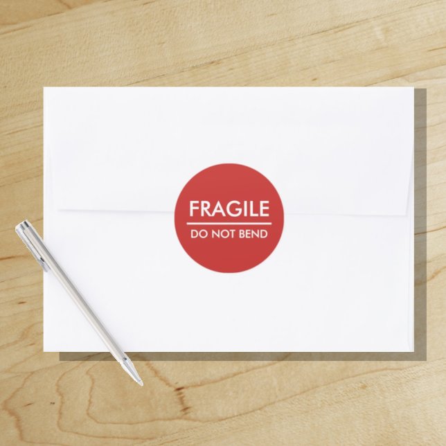 Fragile / Rotes Fett-Mailing nicht beilegen Runder Aufkleber ("Everyday is abundantly beautiful." 
Sincerely Best Wishes from Lucky Design World)