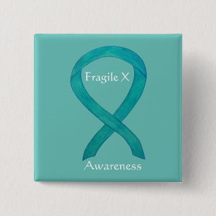 Fragile X Aquamarin Awareness Custom Ribbon Button