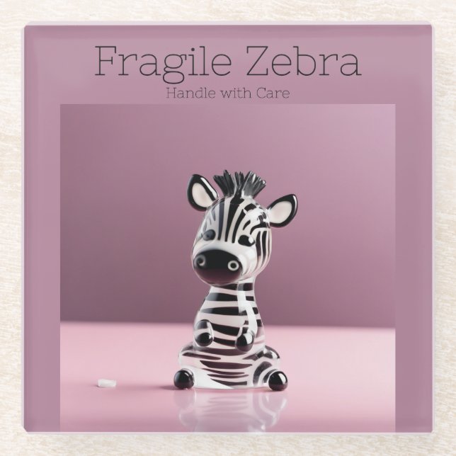 Fragile Zebra: Mit Vorsicht umgehen Glasuntersetzer (Vorderseite)
