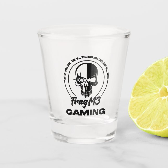 FragM3 Gaming RazzleDazzle Shot Glass in Schwarz Schnapsglas (Vorderseite)
