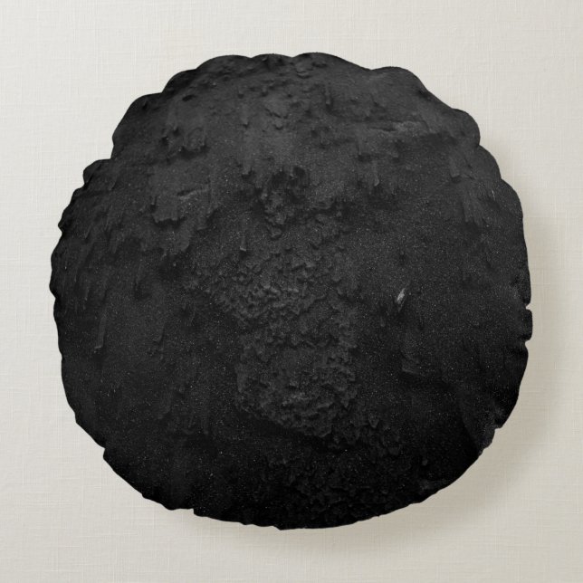 Fragment aus schwarzem und grauem Stein Rundes Kissen (Vorderseite)