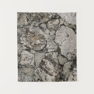 Fragment aus schwarzem und grauem Stein Wandteppich