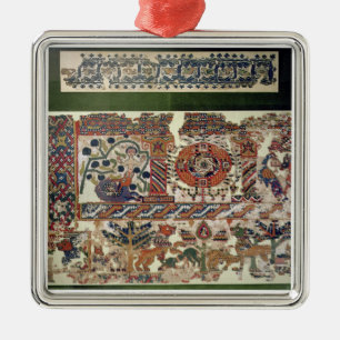 Fragment des Gewebes Jonas und den Wal darstellend Silbernes Ornament