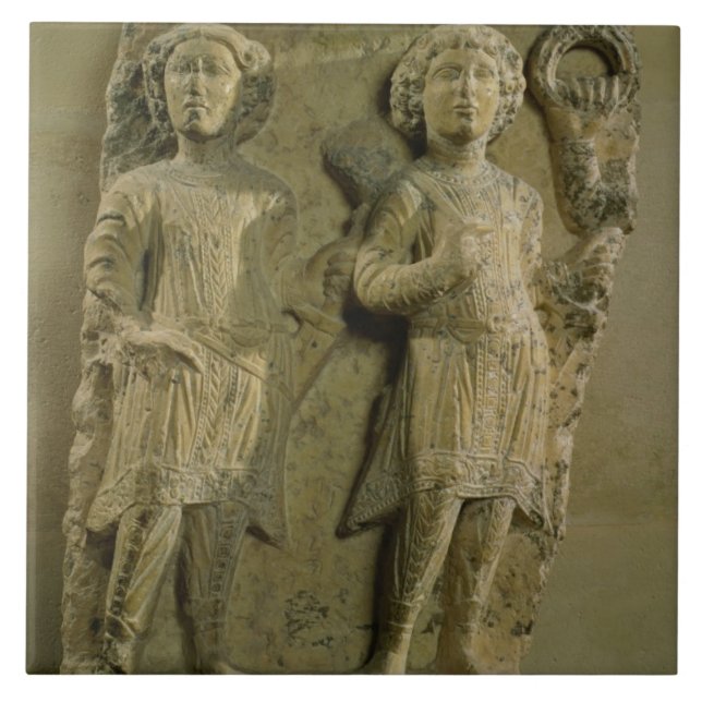 Fragment einer Flachreliefplakette, die zwei Fliese (Vorderseite)