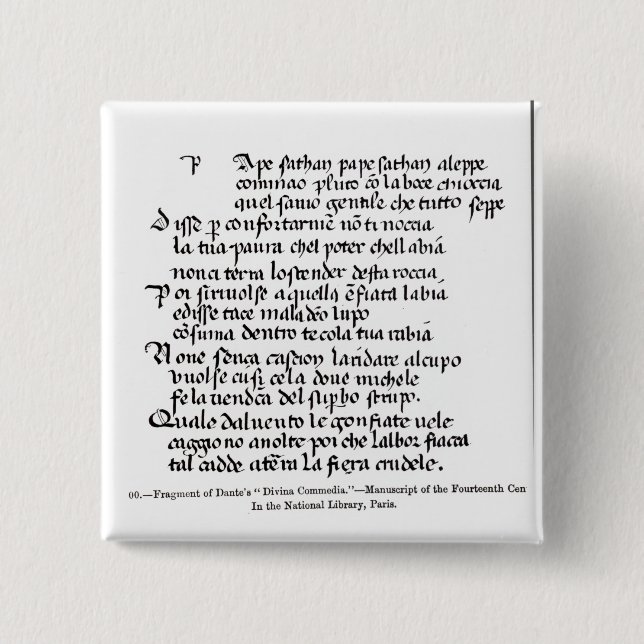Fragment von Dantes 'Divina Commedia Button (Vorderseite)