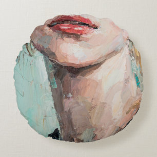 Fragment von Kunstmalerei. Portrait eines Mädchens Rundes Kissen