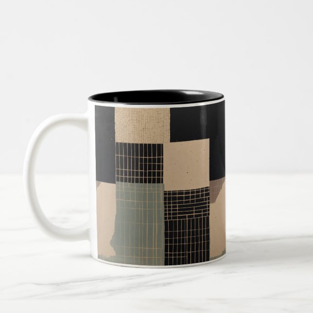 Fragmente Abstrakter Druckcup Zweifarbige Tasse (Links)
