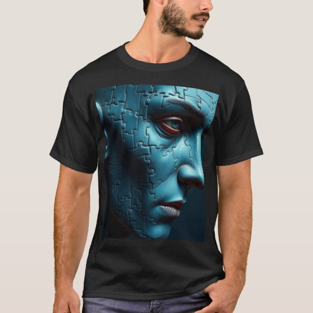 Fragmented Mind: Jigsaw Puzzle Head T-Shirt (Vorderseite)