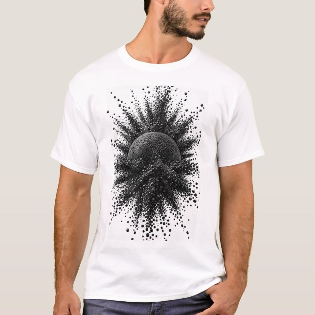 Fragmentierte Kugel - Schwarze Kubus-Explosion T-Shirt (Vorderseite)