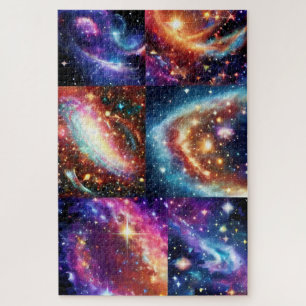 Fragmentierte Lila Gold Space Sky Cosmos Puzzle