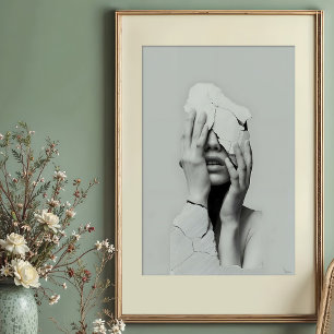 Fragmentierte Stille - surreal gebrochenes Portrai Poster