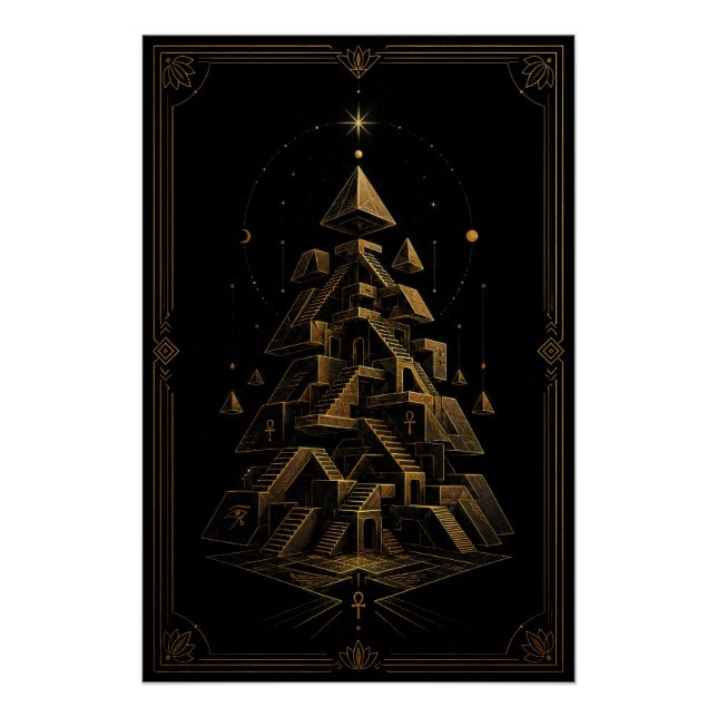 Fragmentierter ägyptischer Tempel-Labyrinth-Plakat Poster (Vorderseite)