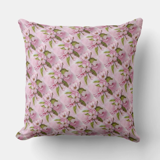 FRAGRANT PINK APPLE BLOSSOMS PATIO PILLOW KISSEN (Vorderseite)