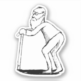 Frail Old Man mit Cane Sketch Aufkleber