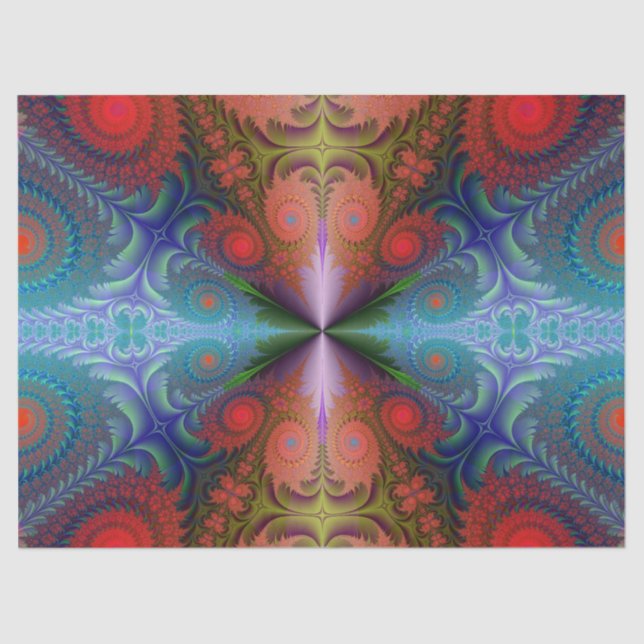 Fraktal Abstrakt Red Blue Design 37 Decoupage Seidenpapier (Vorderseite)