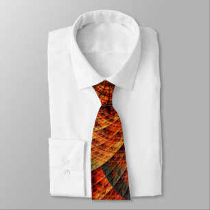 Fraktal Abstrakt Wirbel Orange Gold Neck Tie Krawatte
