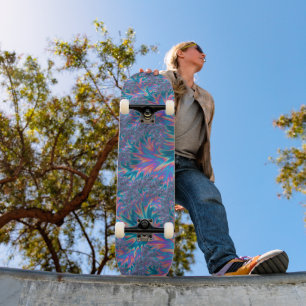 Fraktal Aquamarin und Korallen Skateboard