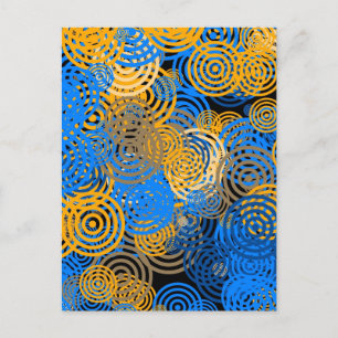 Fraktal Art Blue Circles Swirt Mandala Wine tastin Postkarte